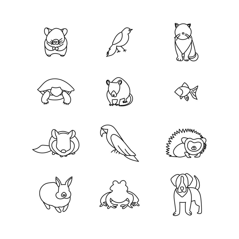 impostato di doodled animali vettore