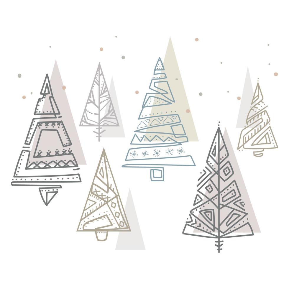 Natale alberi nel scandi stile allegro Natale e nuovo anno vacanza popolare collezione vettore modello.di.disegno scandinavo stile natale albero per vacanza sfondo,carta,tradizionale geometrico forme