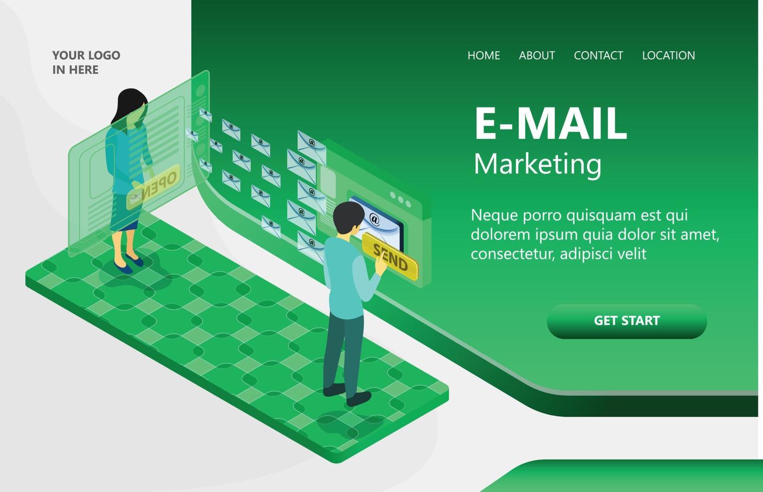 illustrazione di un e-mail marketing strategia adatto per atterraggio pagina, volantini, infografica, e altro grafico relazionato asset-vettore vettore