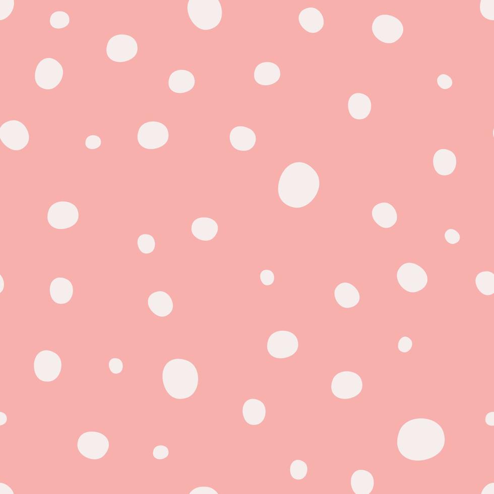 polka punto modello pastello colori, morbido rosa sfondo con bianca caotico cerchi vettore
