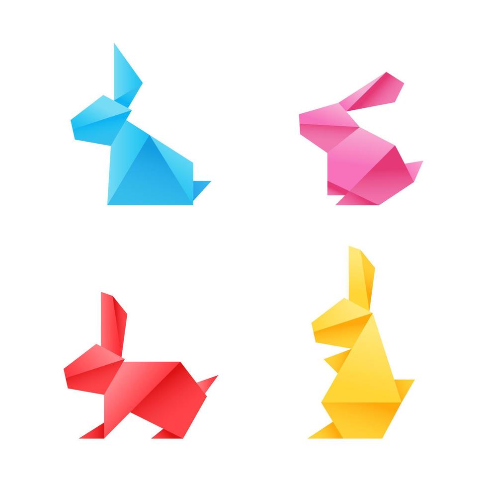 coniglio carta origami geometrico colore design vettore illustrazione isolato su bianca