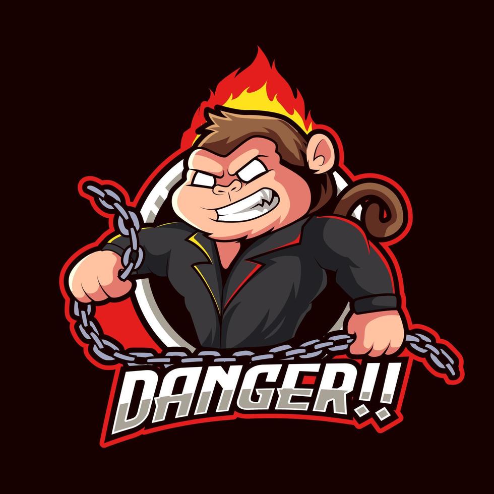 scimmia arrabbiato portafortuna logo illustrazione vettore