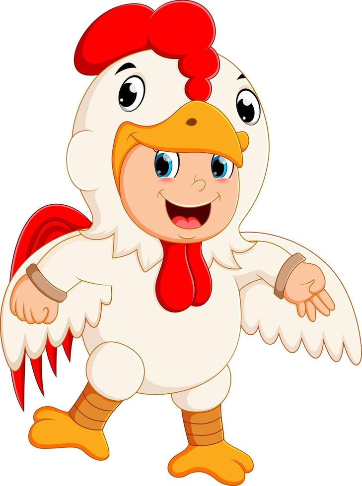 un' ragazzo indossare Gallo costumi vettore