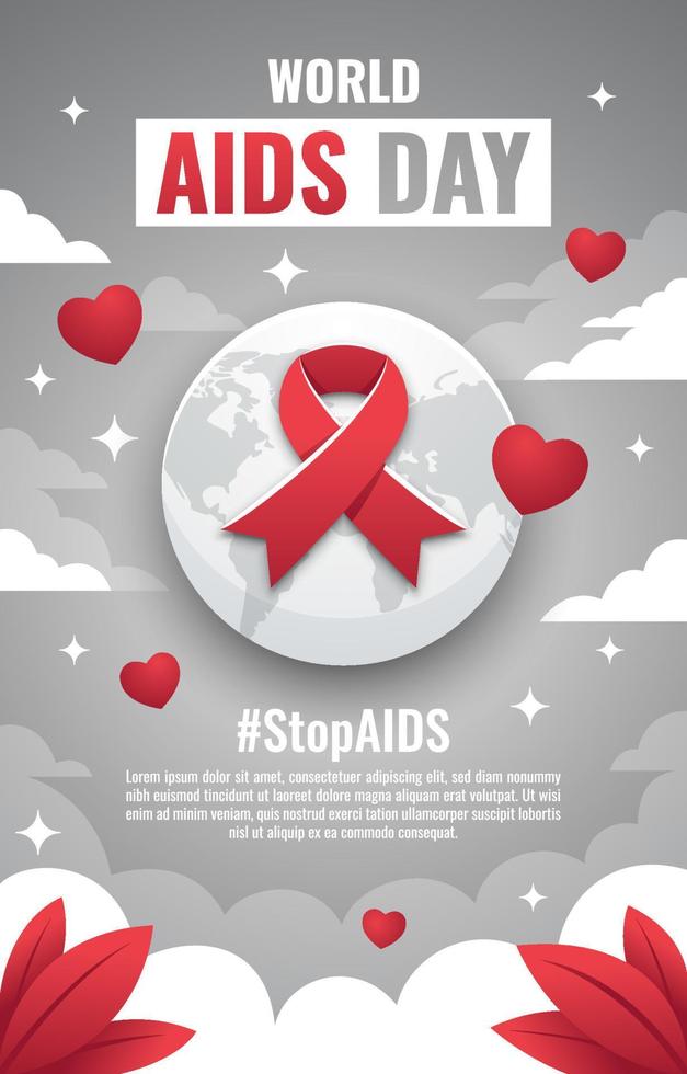 rosso nastro per supporto mondo AIDS giorno manifesto vettore