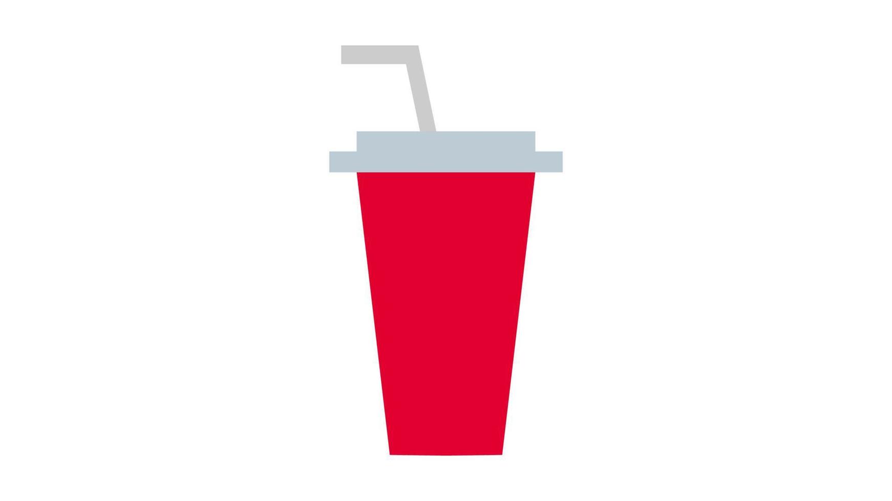 rosso a strisce carta bicchiere con potabile cannuccia isolato su bianca sfondo vettore illustrazione