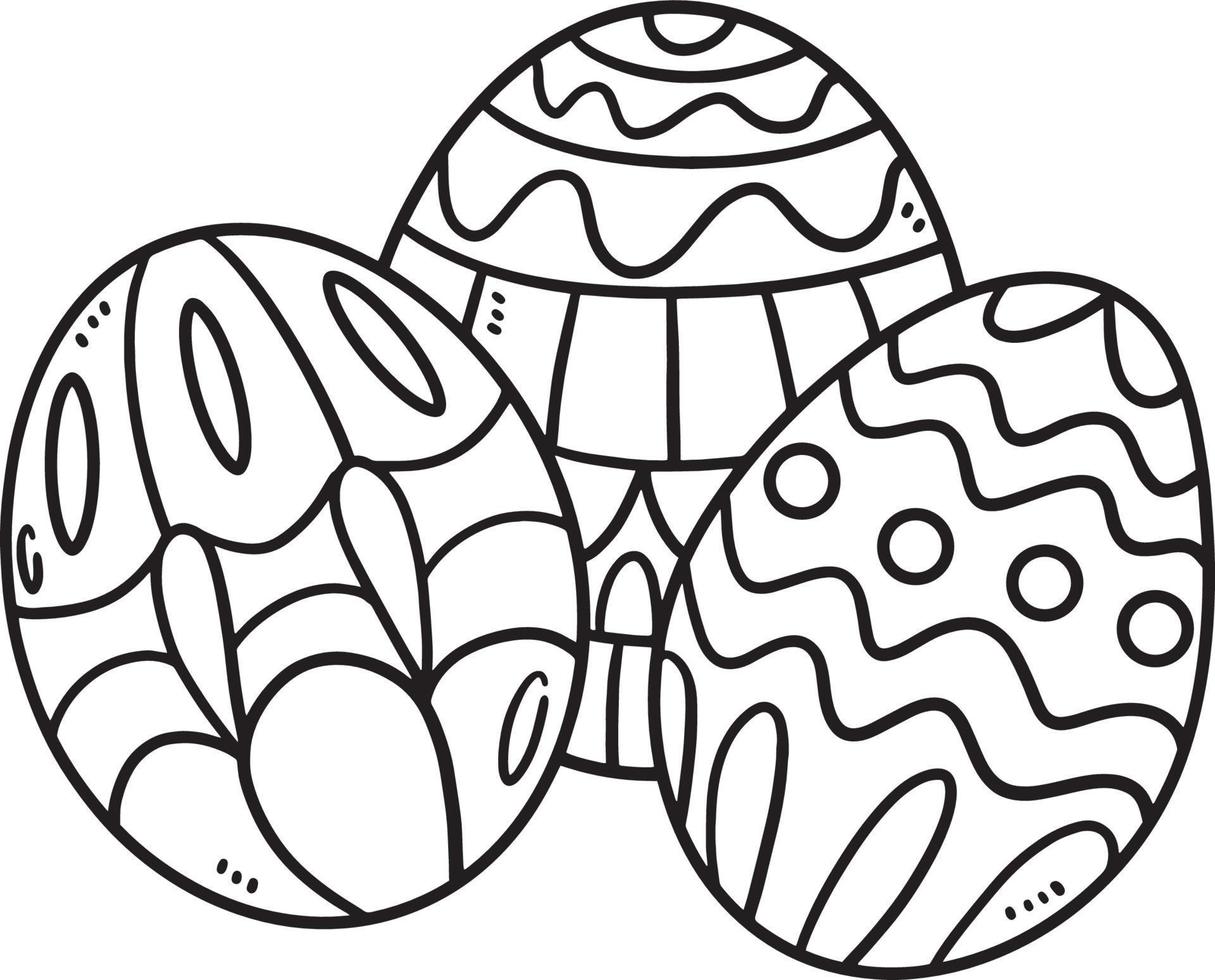 tre Pasqua uova isolato colorazione pagina per bambini vettore