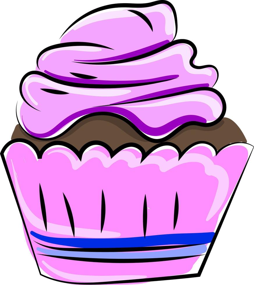 rosa cupcake, illustrazione, vettore su bianca sfondo.