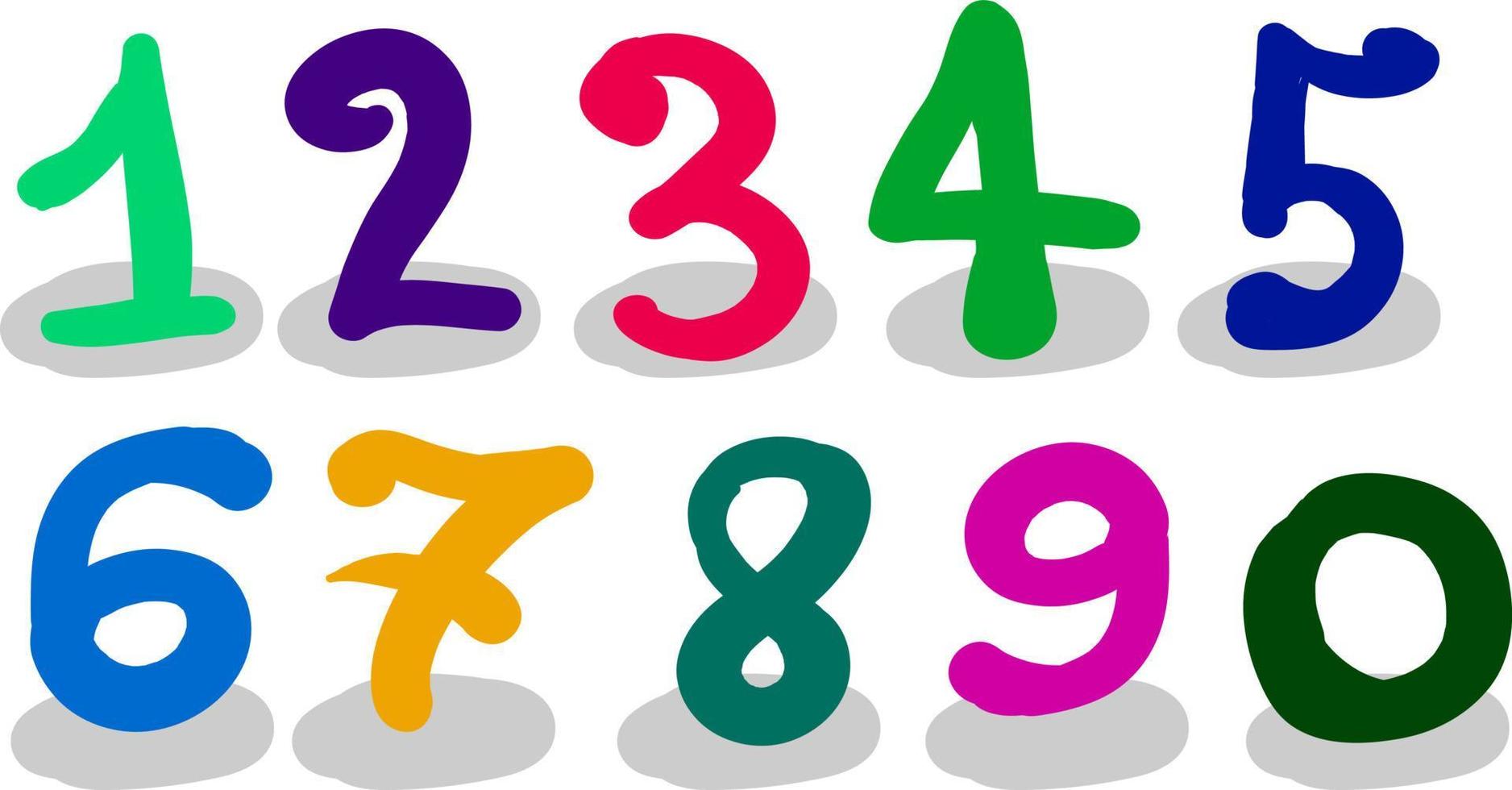 multicolore numeri, illustrazione, vettore su bianca sfondo.