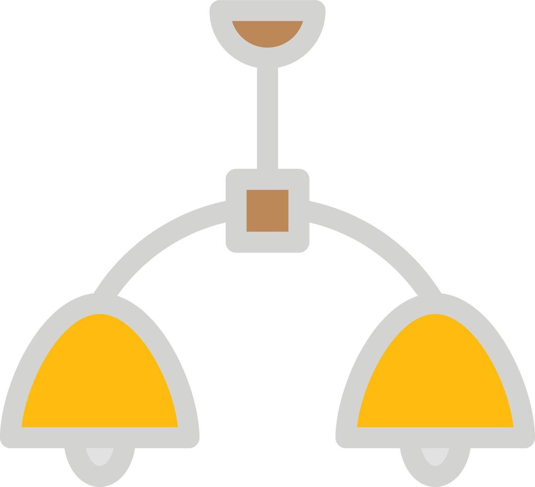 Due giallo lampade su il soffitto, illustrazione, su un' bianca sfondo. vettore