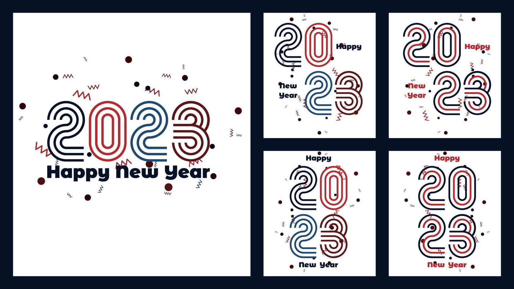 2023 nuovo anno piazza manifesto impostato con creativo linea concetto vettore