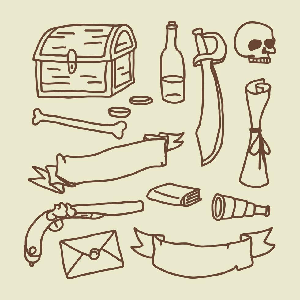 pirati doodled disegni vettore