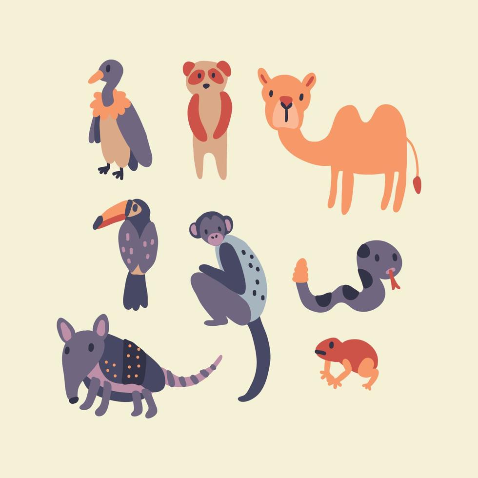 colorato doodled animali vettore