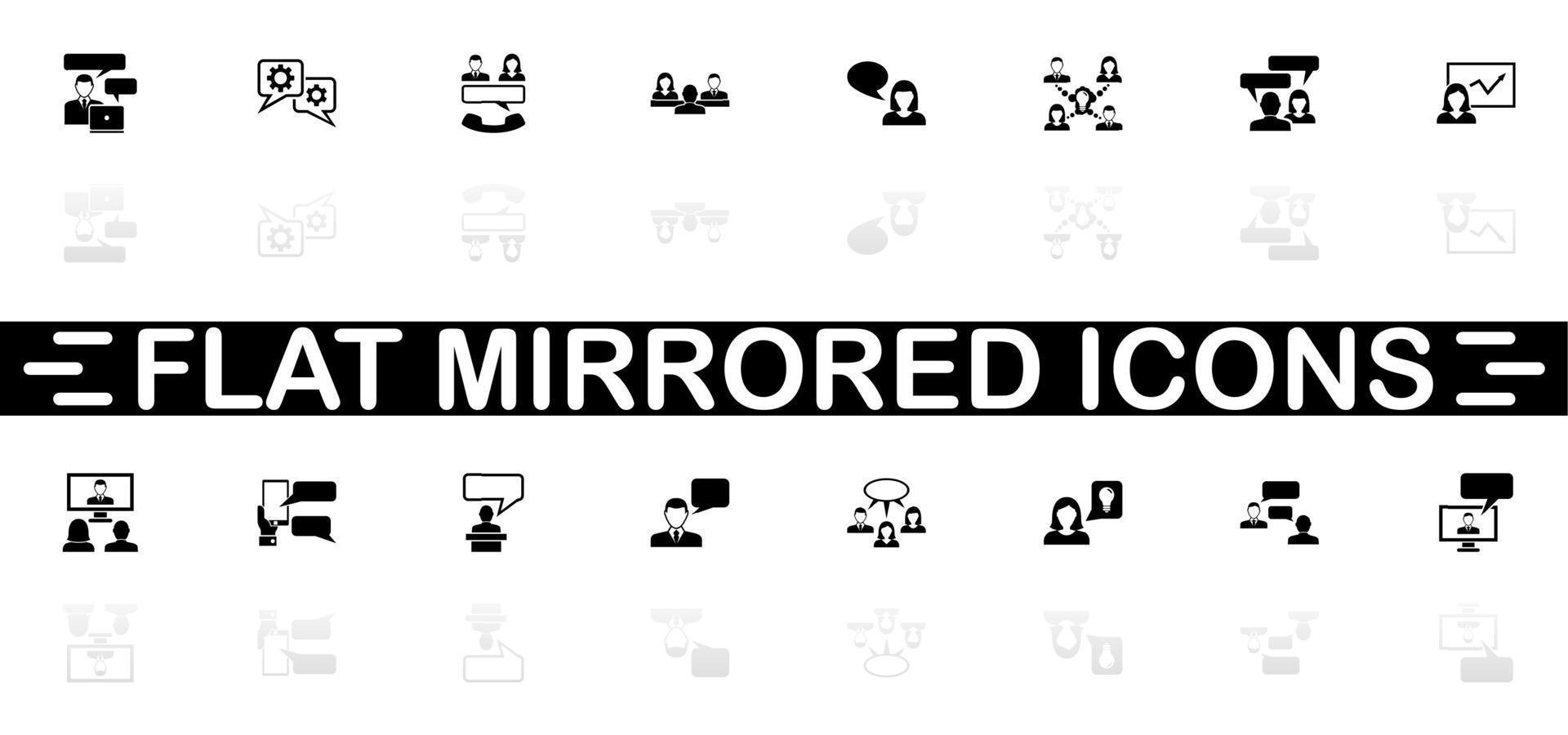 attività commerciale comunicazione icone - nero simbolo su bianca sfondo. semplice illustrazione. piatto vettore icona. specchio riflessione ombra. può essere Usato nel logo, ragnatela, mobile e ui UX progetto.