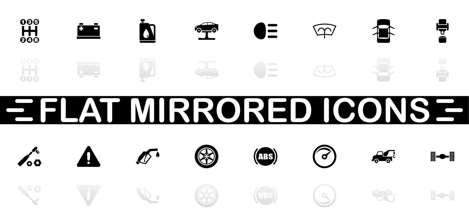 auto icone - nero simbolo su bianca sfondo. semplice illustrazione. piatto vettore icona. specchio riflessione ombra. può essere Usato nel logo, ragnatela, mobile e ui UX progetto.