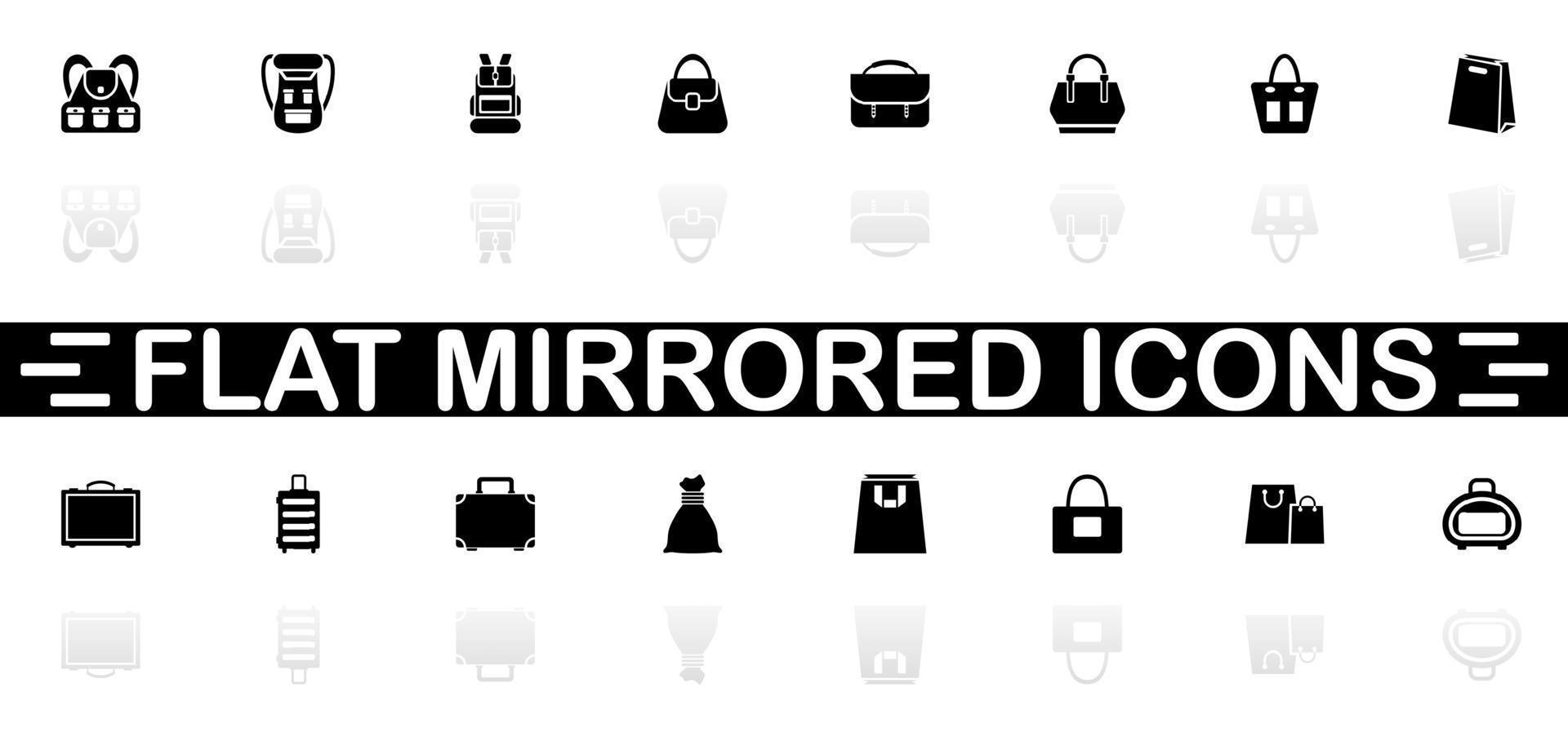 Borsa icone - nero simbolo su bianca sfondo. semplice illustrazione. piatto vettore icona. specchio riflessione ombra. può essere Usato nel logo, ragnatela, mobile e ui UX progetto.