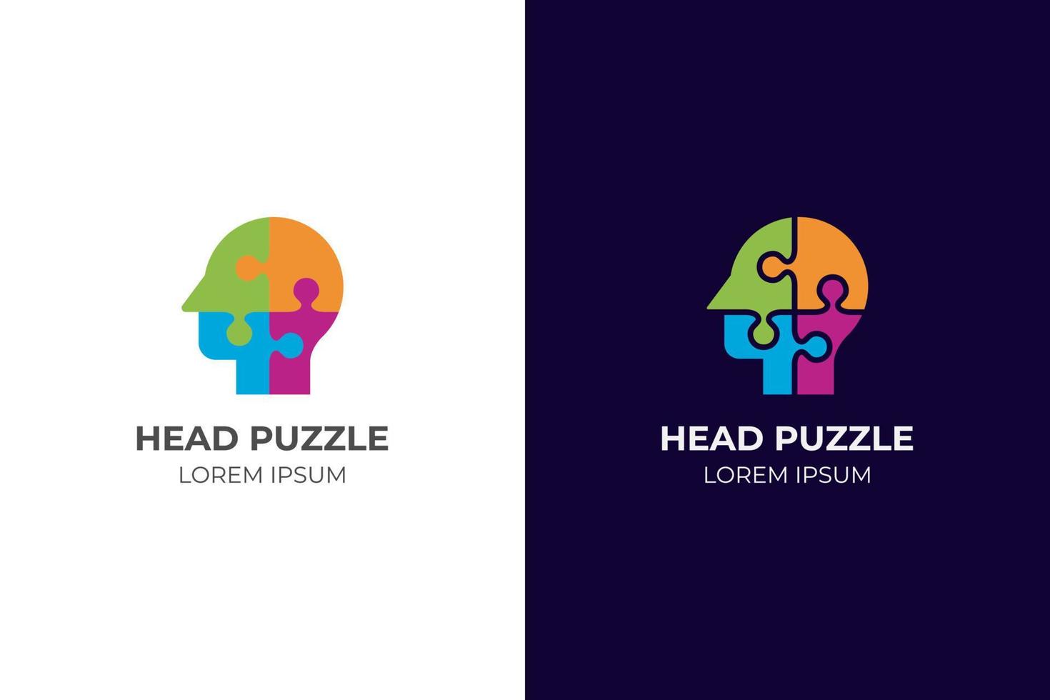 puzzle testa logo vettore icona illustrazione. cervello intelligenza simbolo logo puzzle illustrazione per mentale minerale o mentale Salute