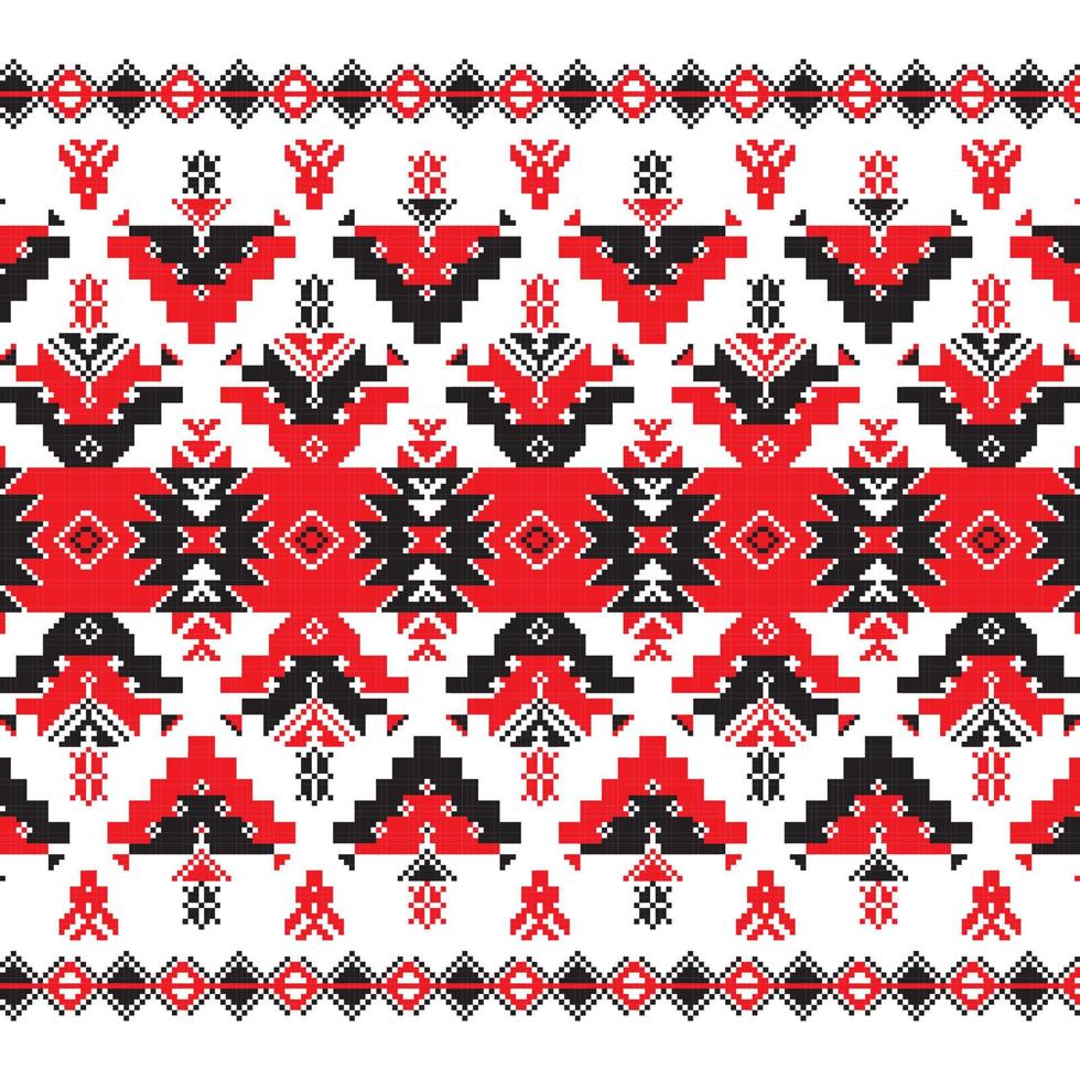 impostato di etnico ornamento modello nel rosso e nero colori vettore