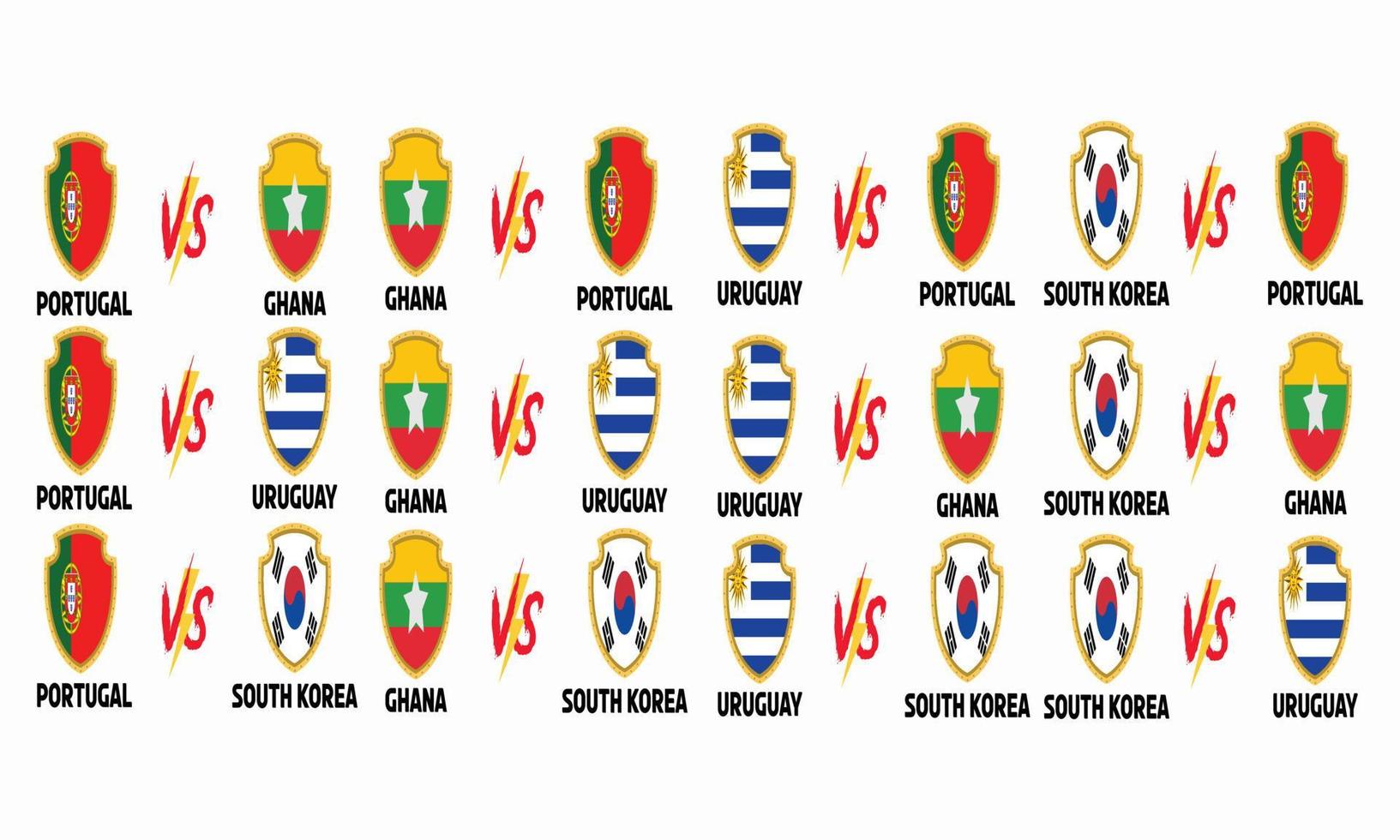 Portogallo vs Ghana vs Uruguay vs Sud Corea trasparente vettore design