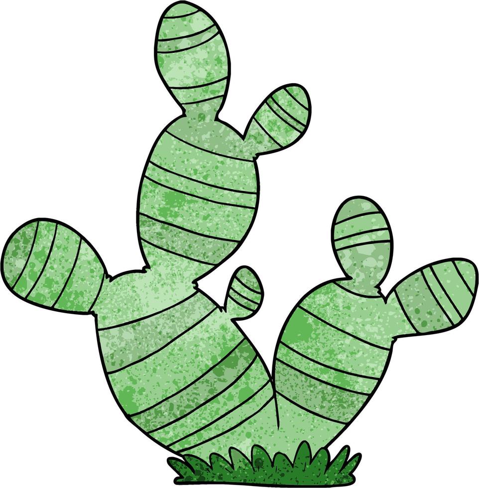 retrò grunge struttura cartone animato cactus vettore