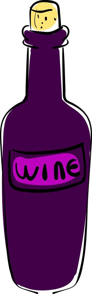 bottiglia di vino, illustrazione, vettore su bianca sfondo.