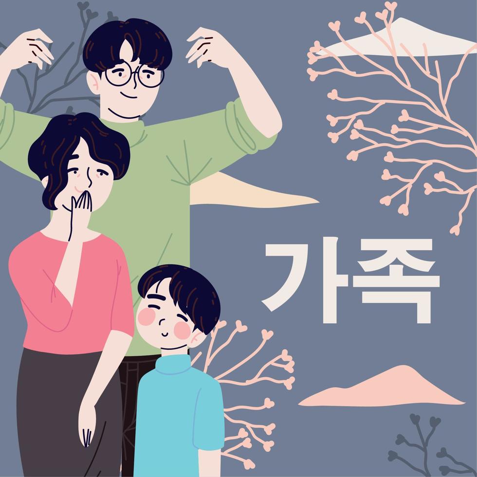 coreano famiglia manifesto vettore