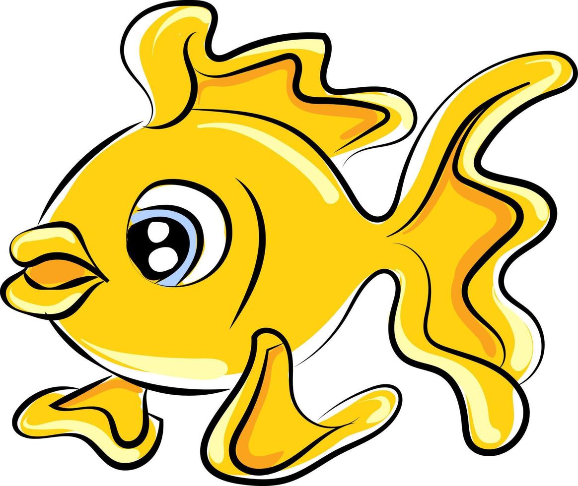 giallo pesce, illustrazione, vettore su bianca sfondo.