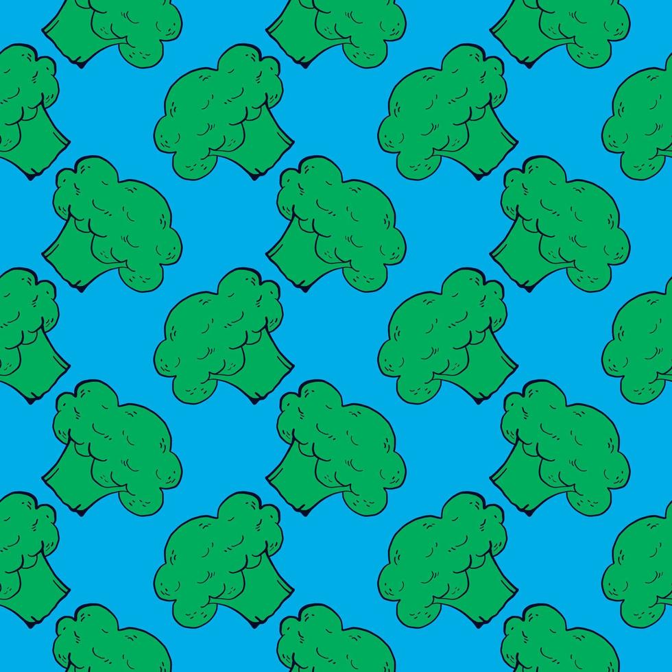 verde broccoli, senza cuciture modello su blu sfondo. vettore