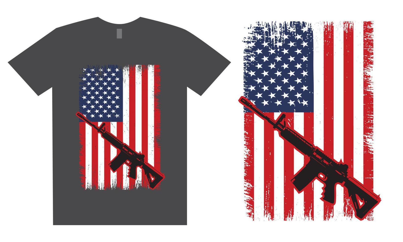 pistola t camicia design con Stati Uniti d'America bandiera vettore