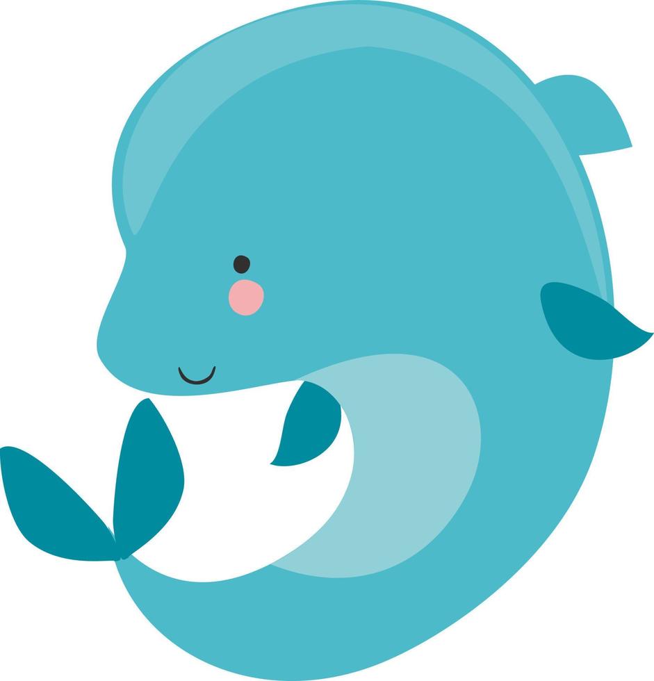 blu delfino, illustrazione, vettore su bianca sfondo.