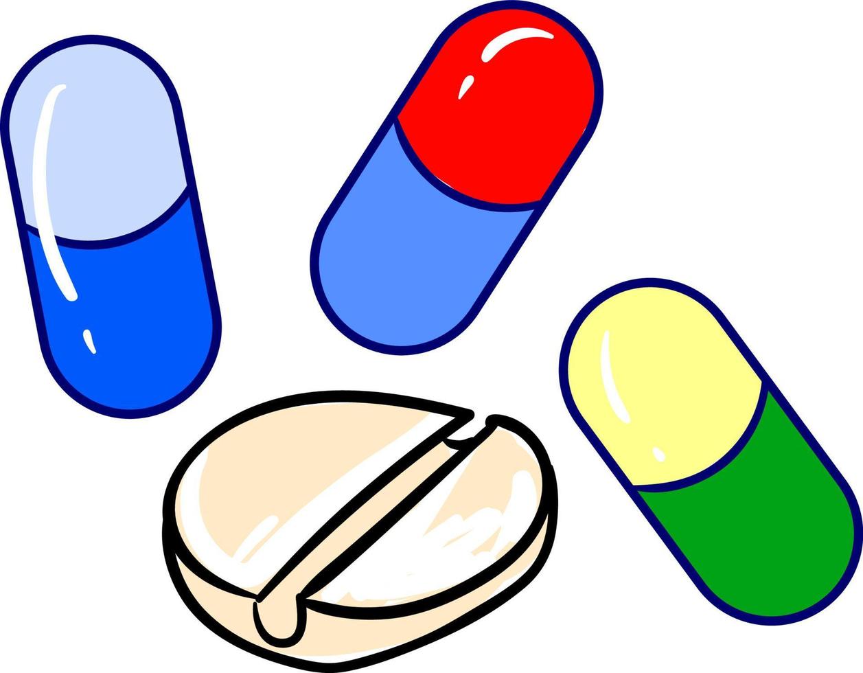 medicina pillole, illustrazione, vettore su bianca sfondo.