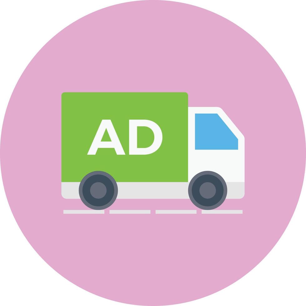 illustrazione vettoriale del camion pubblicitario su uno sfondo. simboli di qualità premium. icone vettoriali per il concetto e la progettazione grafica.
