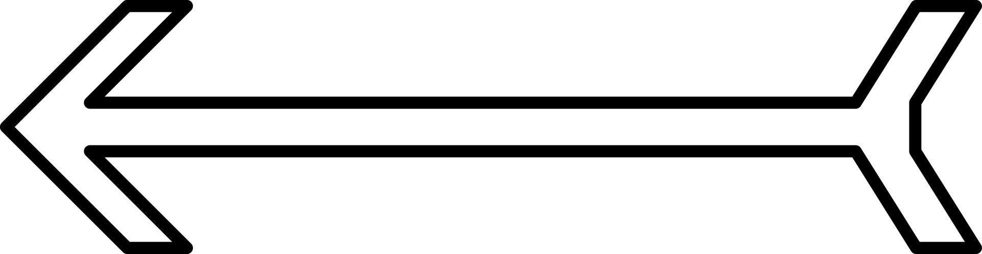 freccia con un' coda puntamento per il sinistra, illustrazione, vettore su bianca sfondo.