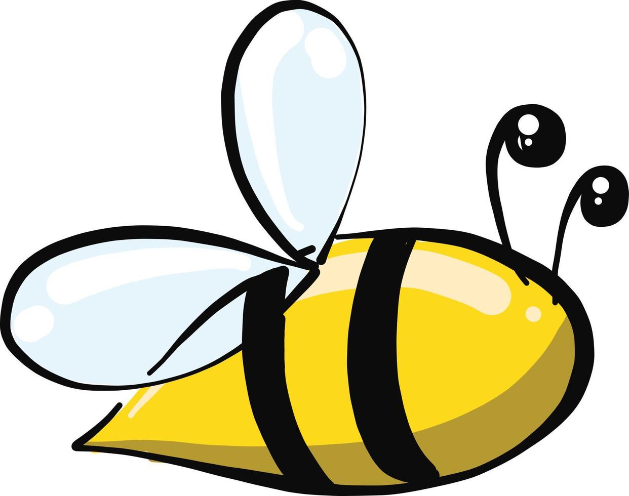 poco giallo ape, illustrazione, vettore su un' bianca sfondo.