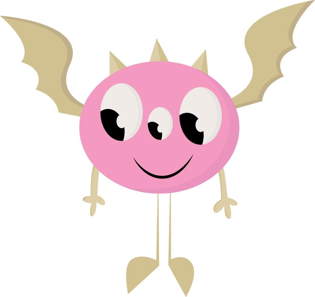 rosa pipistrello mostro, vettore o colore illustrazione.