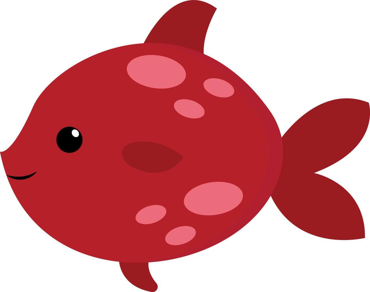 carino rosso pesce, illustrazione, vettore su bianca sfondo.