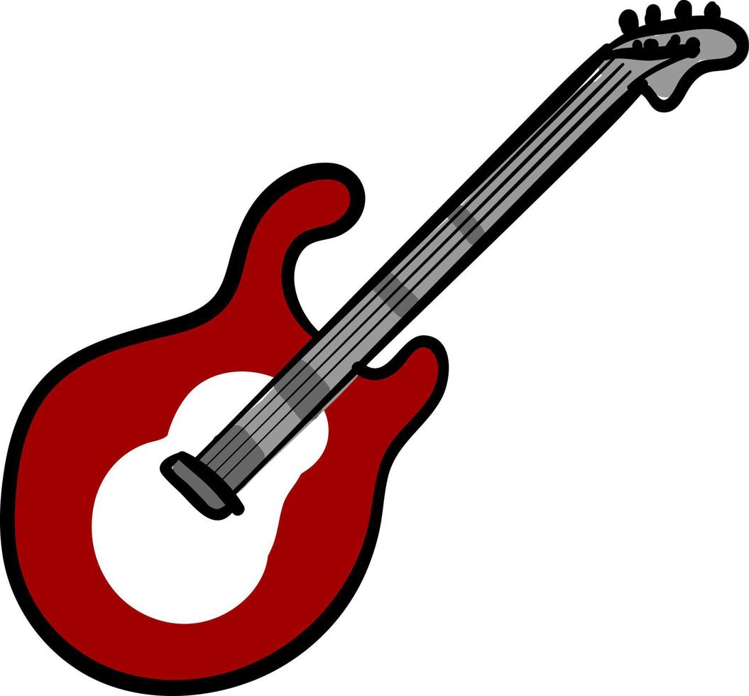 rosso chitarra, illustrazione, vettore su bianca sfondo.