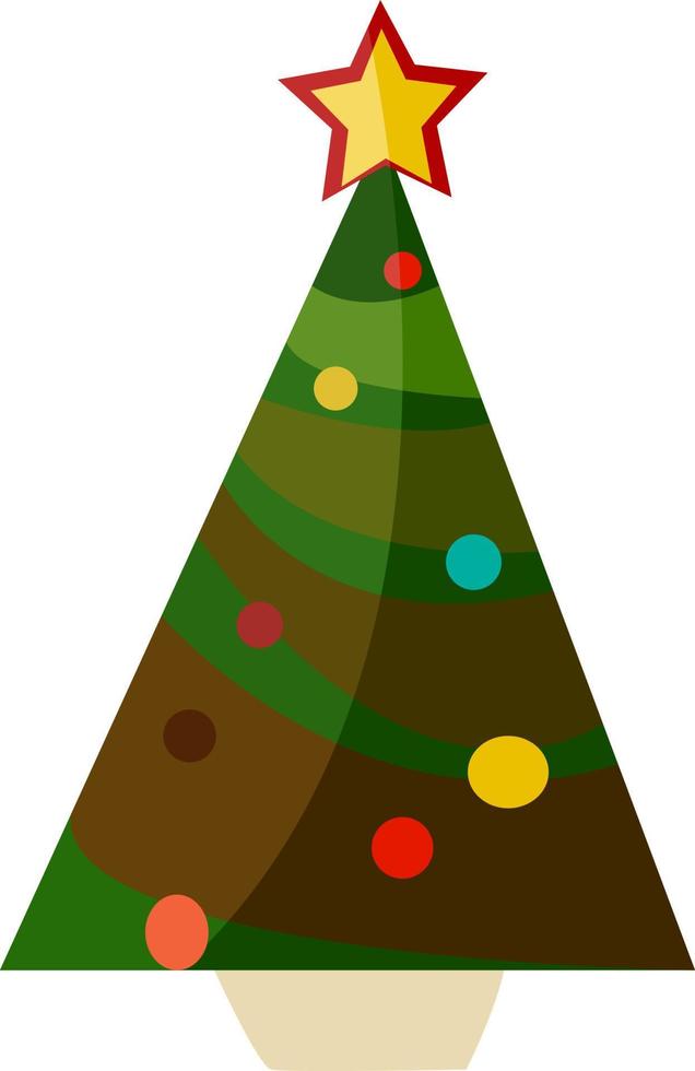 piatto Natale albero, illustrazione, vettore su bianca sfondo.