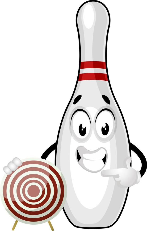 bowling perno con obbiettivo, illustrazione, vettore su bianca sfondo.