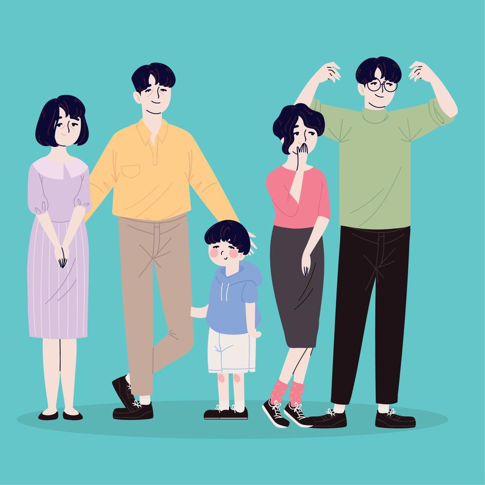 famiglia persone Corea vettore