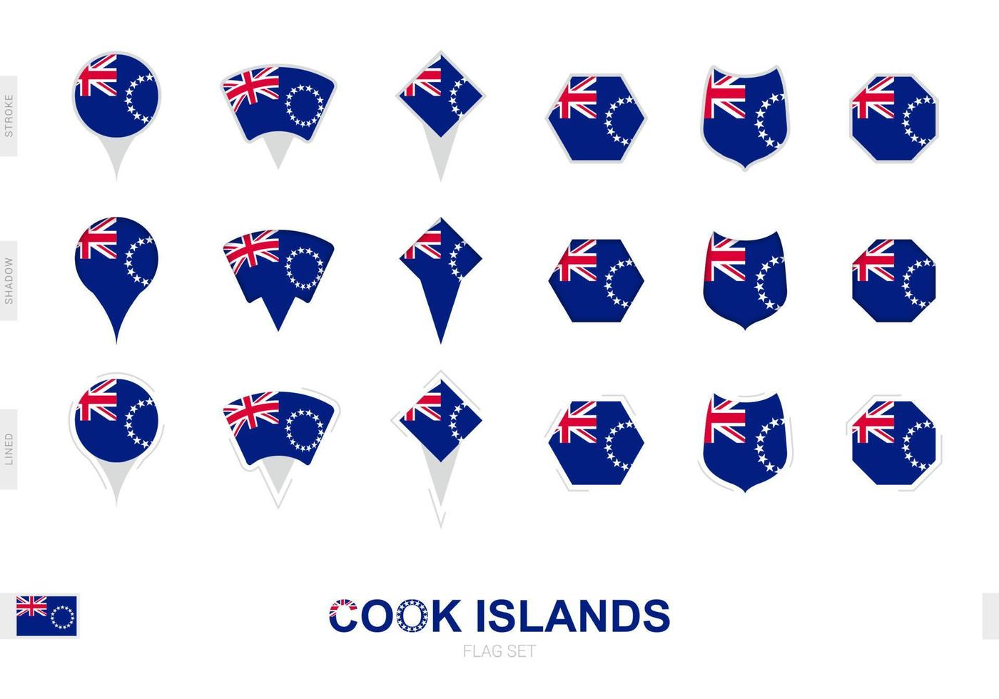 collezione di il cucinare isole bandiera nel diverso forme e con tre diverso effetti. vettore