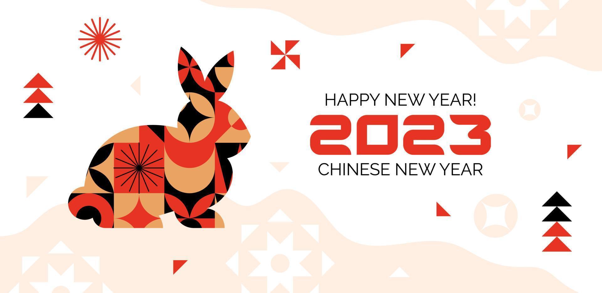bandiera con Cinese nuovo anno 2023. il anno di il coniglio. asiatico zodiaco. manifesto per il sito web vettore