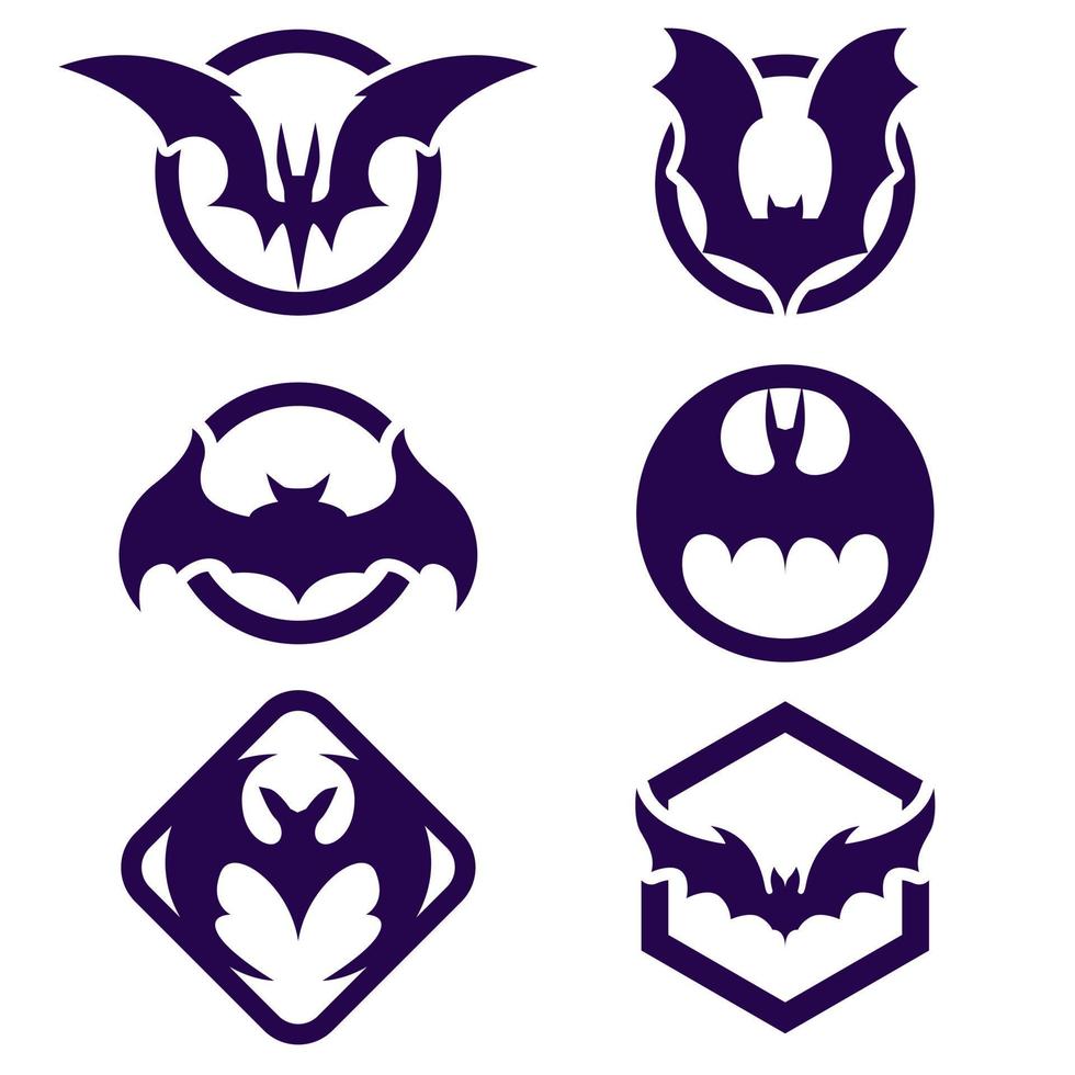 pipistrello logo collezione. pipistrello silhouette icona vettore