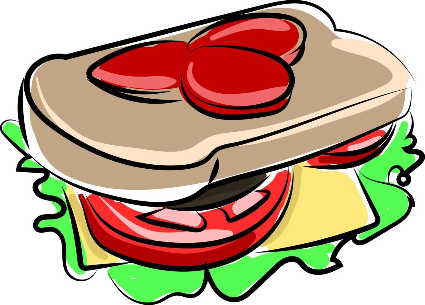 Sandwich, illustrazione, vettore su bianca sfondo.