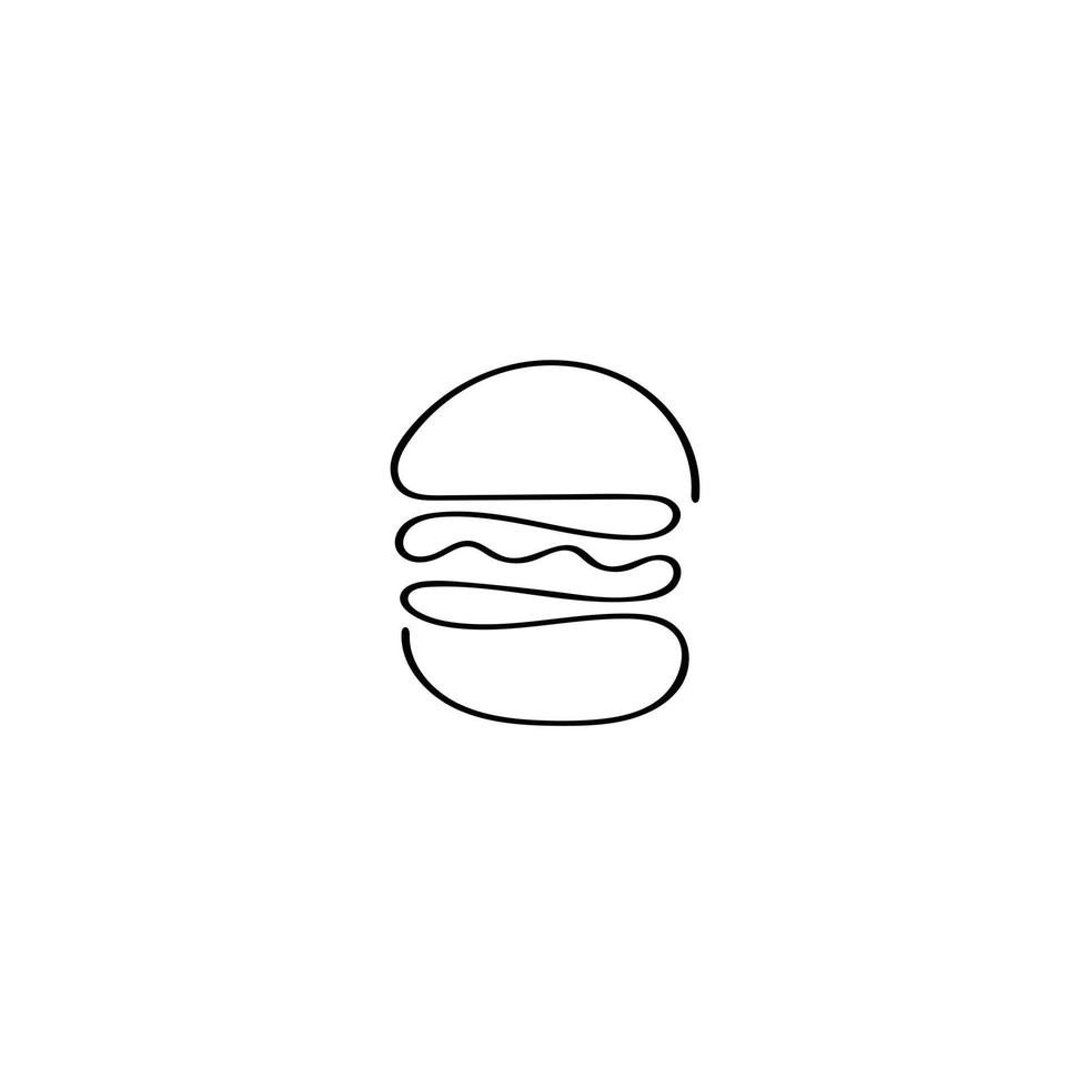 monoline hamburger. gustoso guardare hamburger logo. hamburger logo per ristoranti singolo linea disegnare design vettore grafico illustrazione