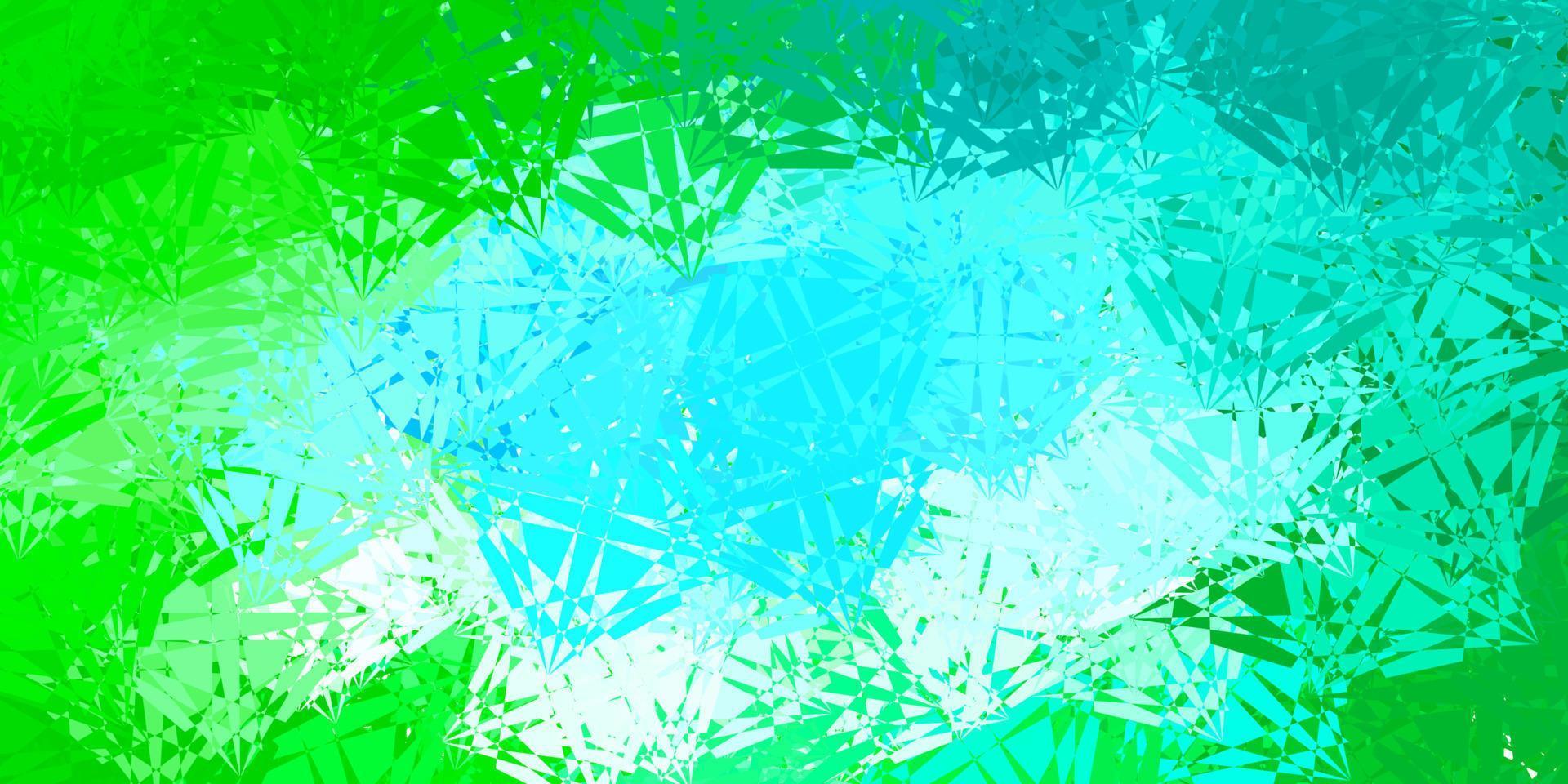 layout vettoriale azzurro, verde con forme triangolari.