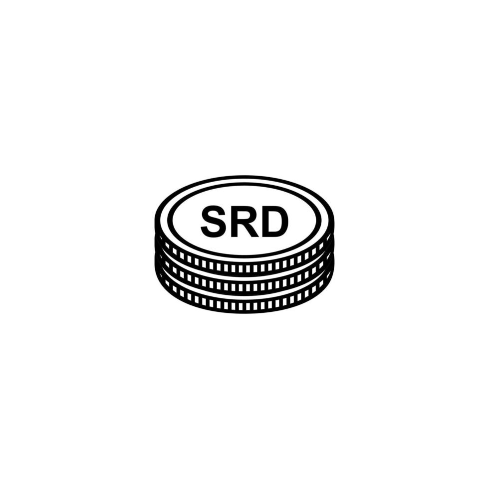 valuta del suriname, srd, simbolo dell'icona dei soldi del suriname. illustrazione vettoriale