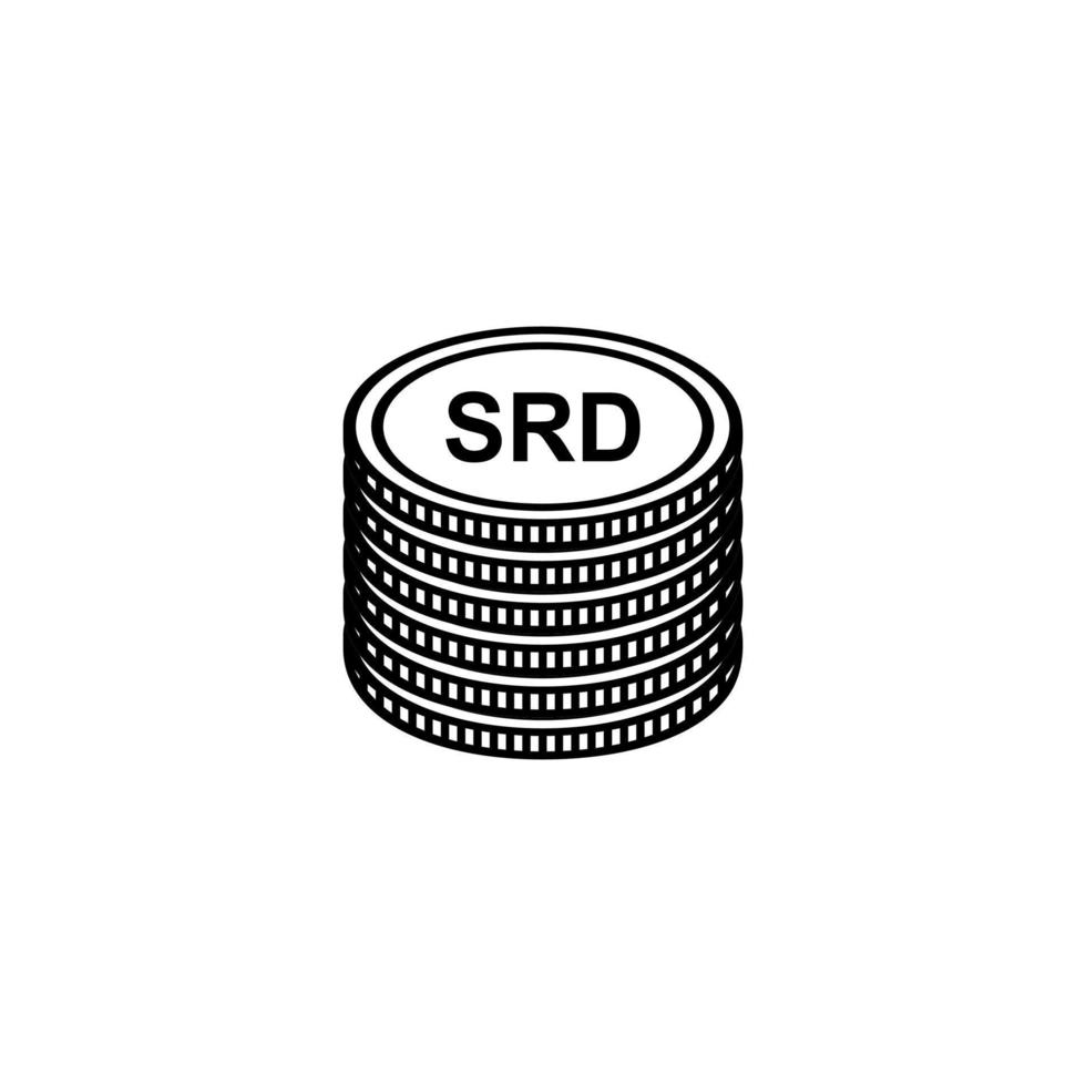 valuta del suriname, srd, simbolo dell'icona dei soldi del suriname. illustrazione vettoriale