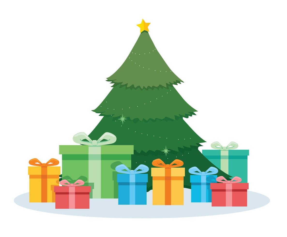 Natale albero e i regali decorazione vettore illustrazione
