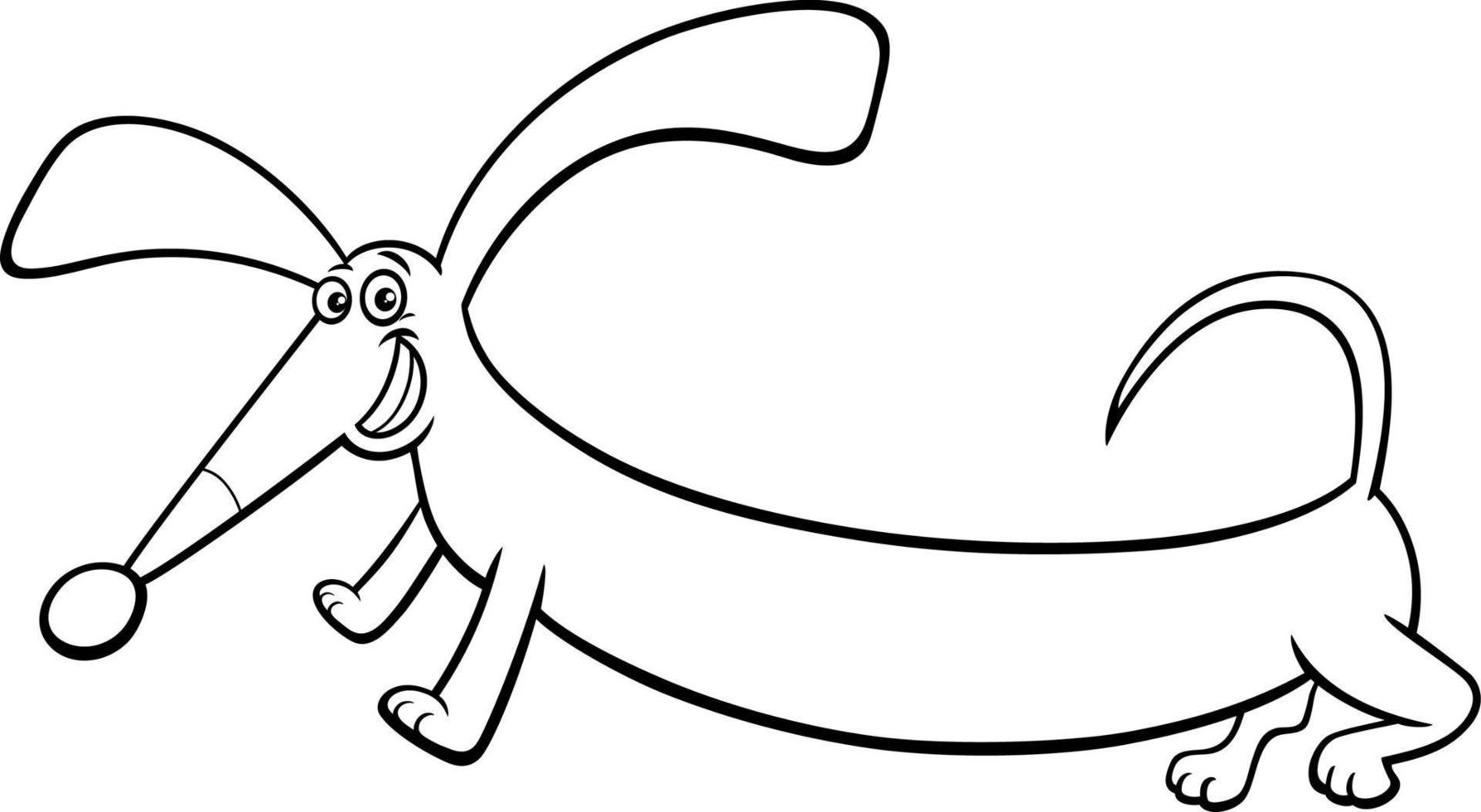 divertente cartone animato di razza bassotto cane colorazione pagina vettore