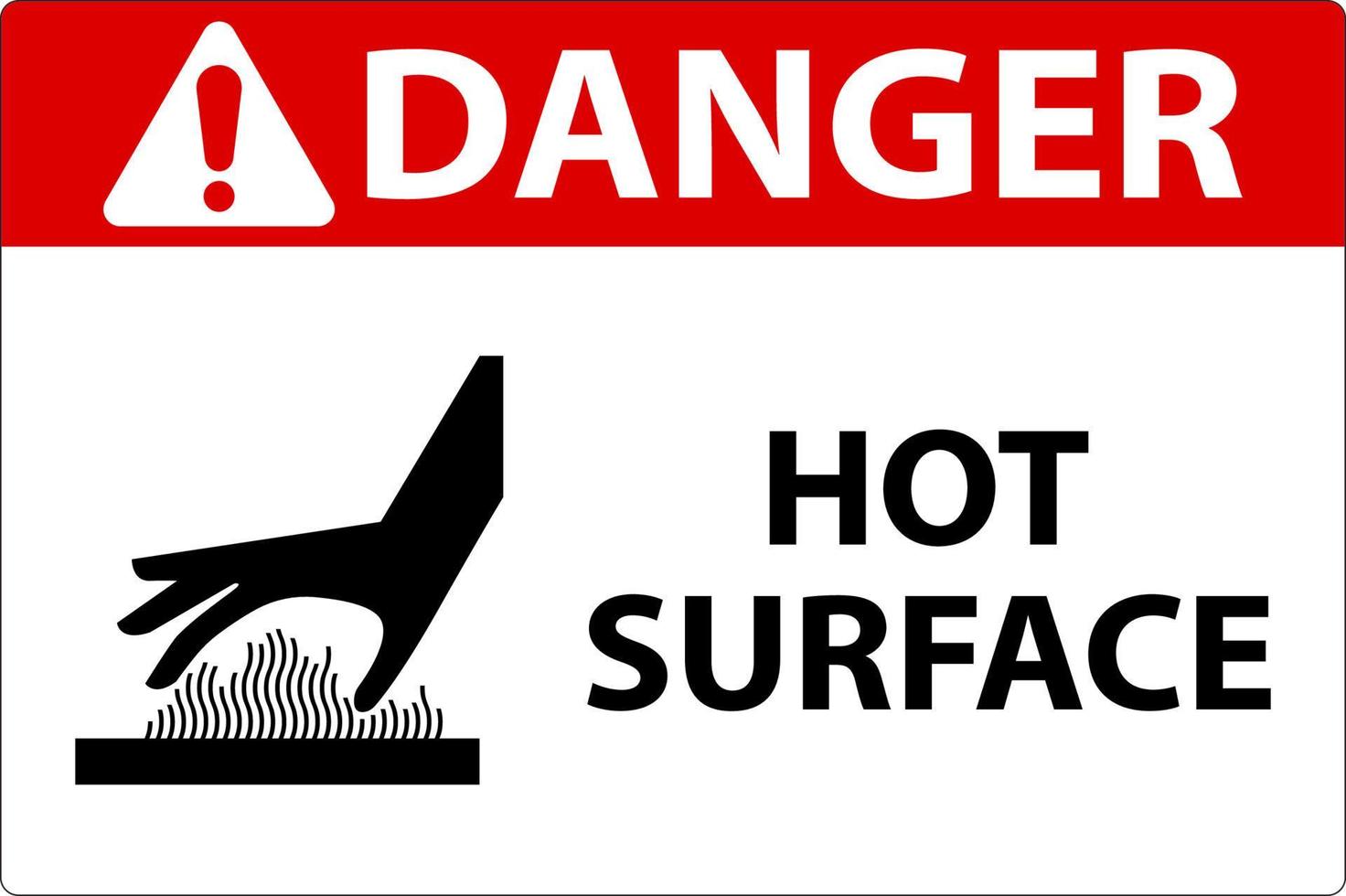 Pericolo caldo superficie etichetta cartello su bianca sfondo vettore